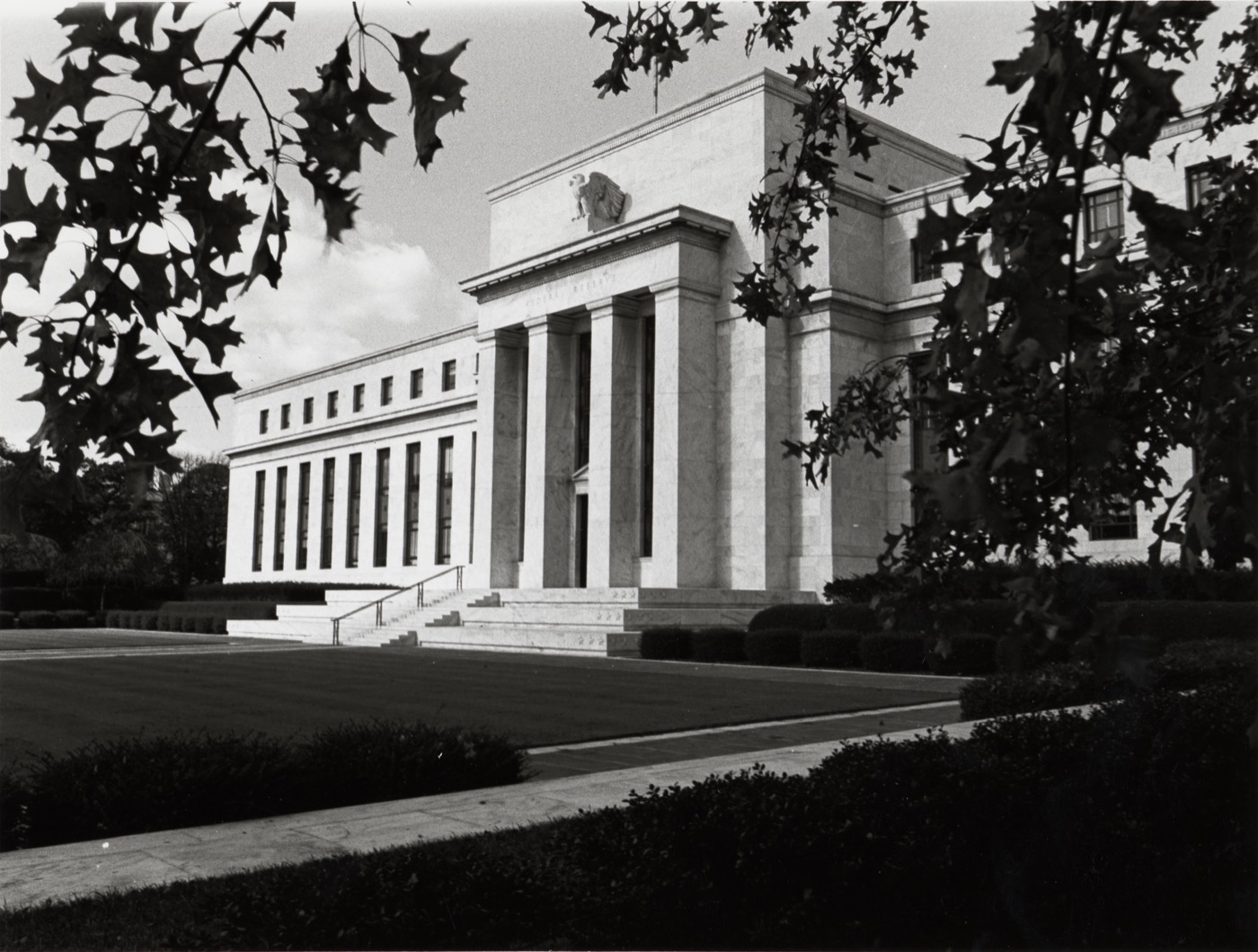 Marriner S. Eccles Federal Reserve Board Building, the white classical-revival headquarters on Constitution Avenue in Washington DC