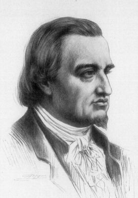 Engraved portrait of Mayer Amschel Rothschild in dark coat and skullcap